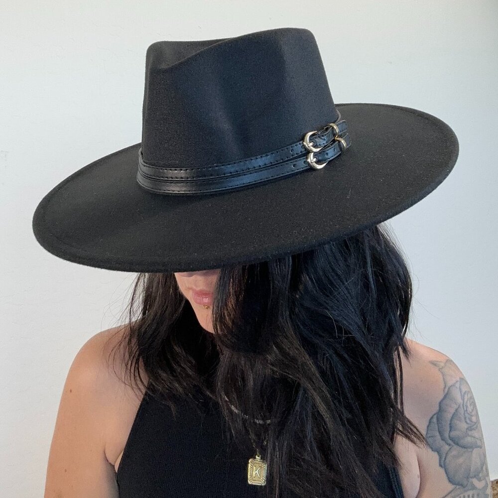 Double Buckle Felt Rancher Hat